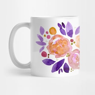 Watercolor flower bouquet - orange and purple Mug